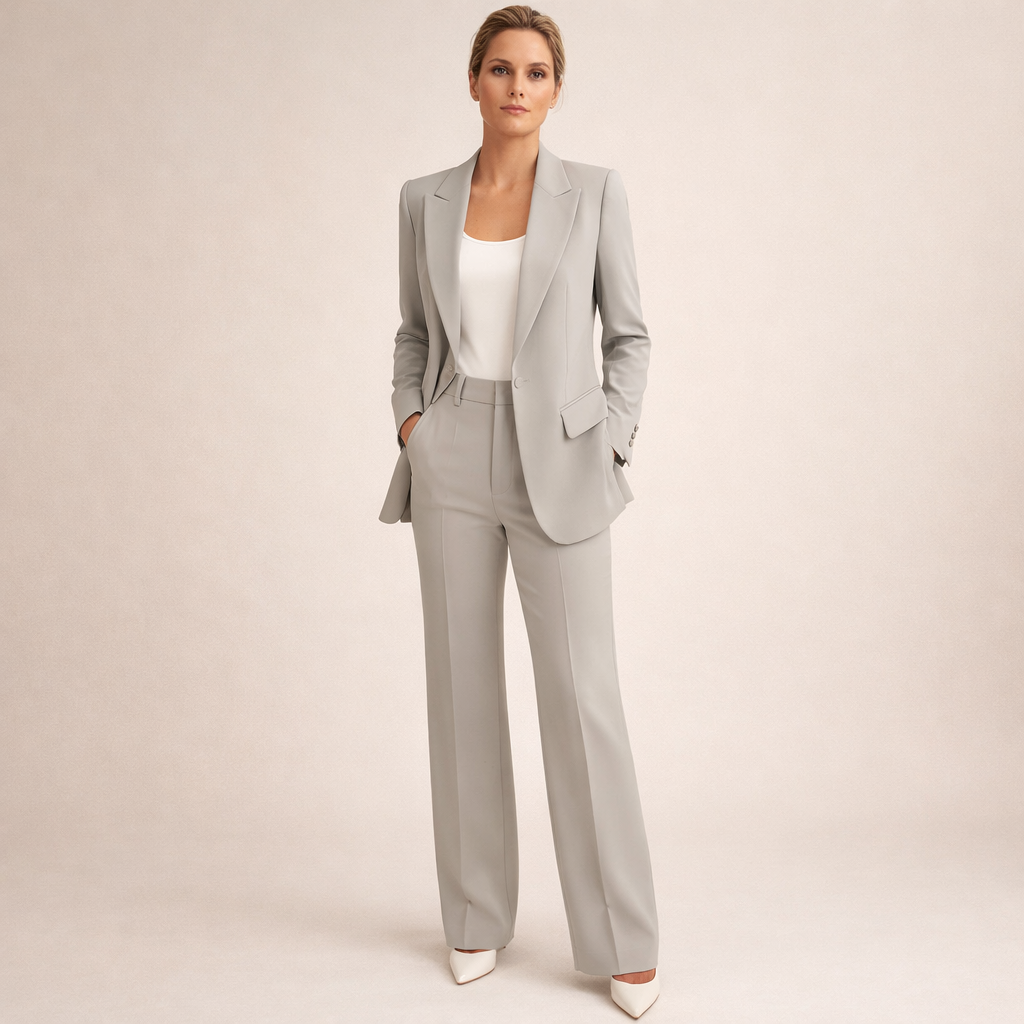 Vanessa | Elegancki zestaw garniturowy z rozszerzanymi nogawkami