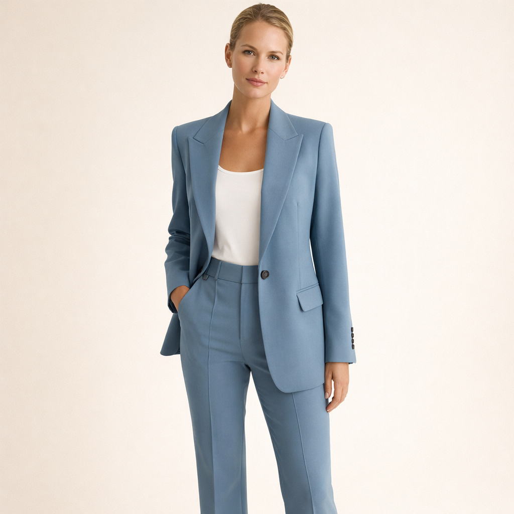 Vanessa | Elegancki zestaw garniturowy z rozszerzanymi nogawkami
