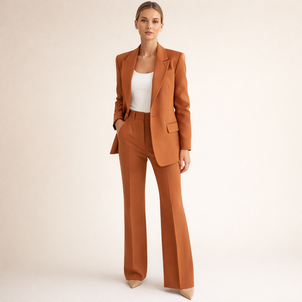 Vanessa | Elegancki zestaw garniturowy z rozszerzanymi nogawkami