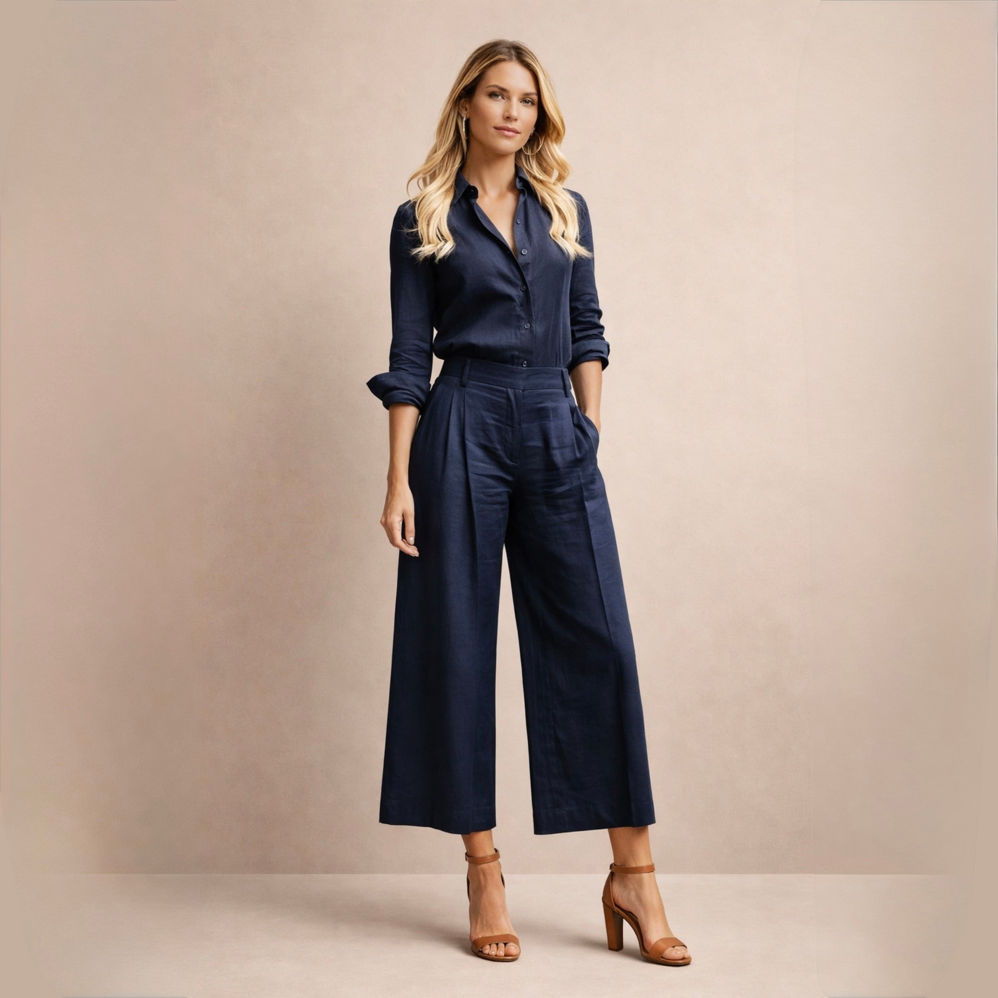 Delphine | Elegancki Komplet Lniany