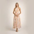 Sandra | Elegancka sukienka maxi na lato, akwarelowy motyw