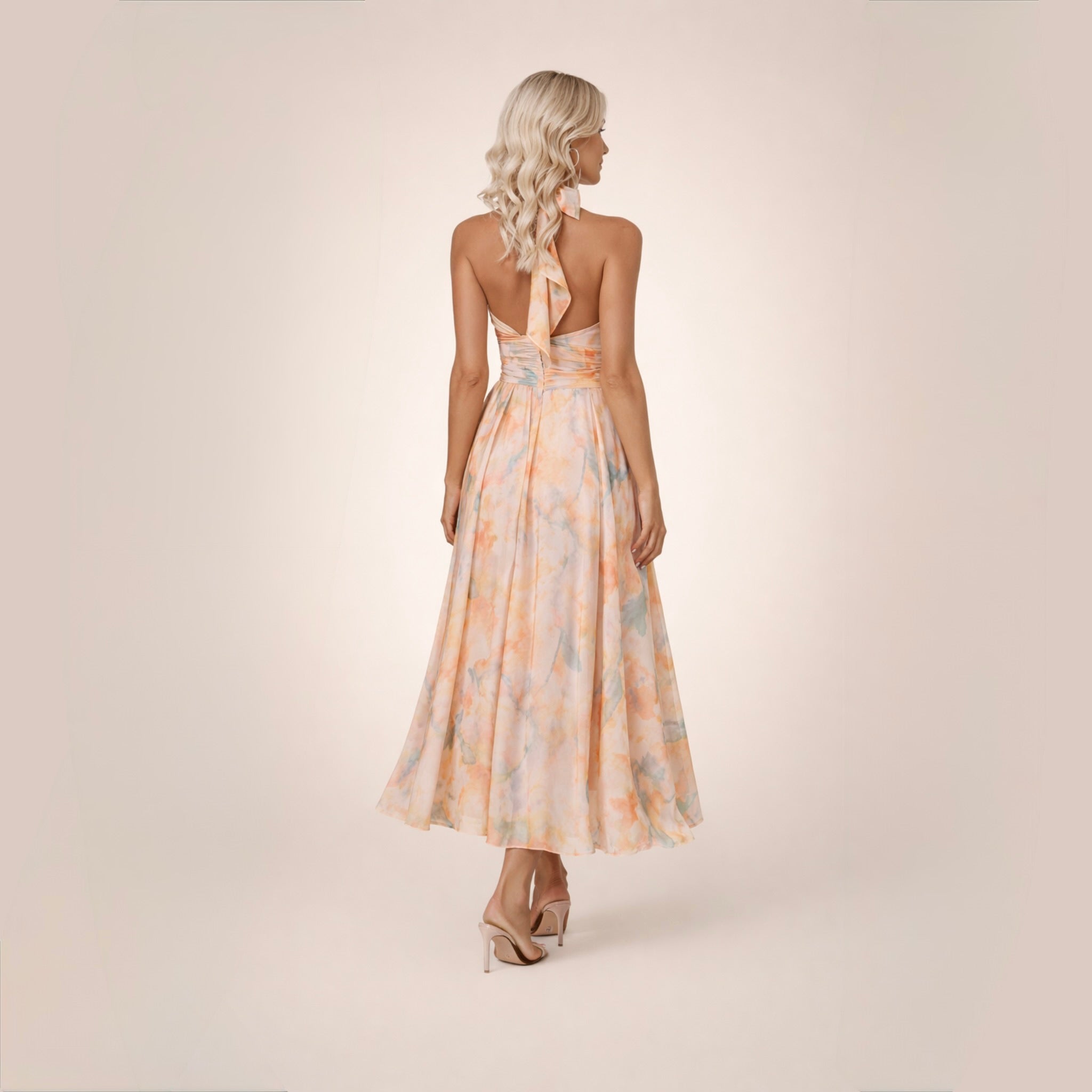 Sandra | Elegancka akwarelowa sukienka maxi na lato