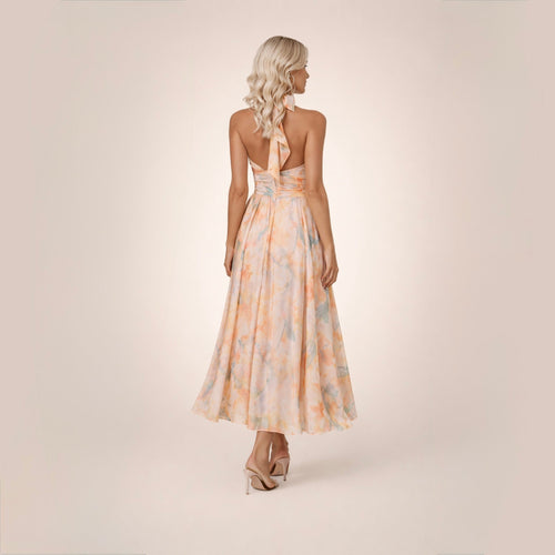 Sandra | Elegancka sukienka maxi na lato, akwarelowy motyw